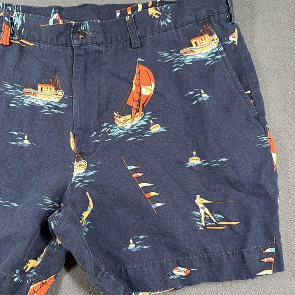 Polo Ralph Lauren Shorts Mens 36 Blue Nautical Sailboat Linen Blend 6" Classic - Picture 3 of 13